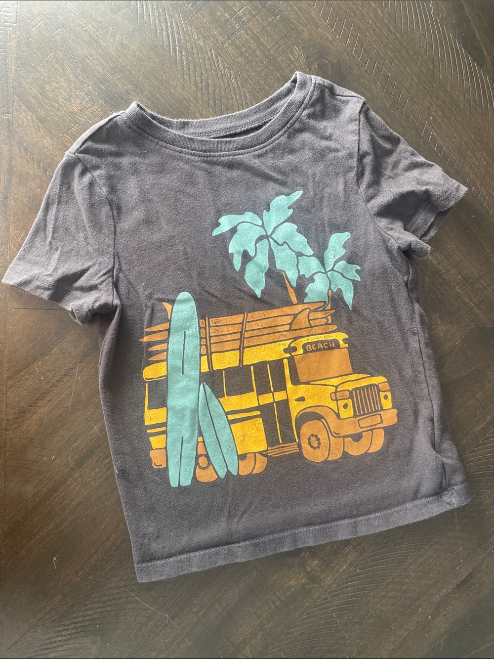 Old Navy Charcoal Toddler Graphic Tee with Yellow Bus
